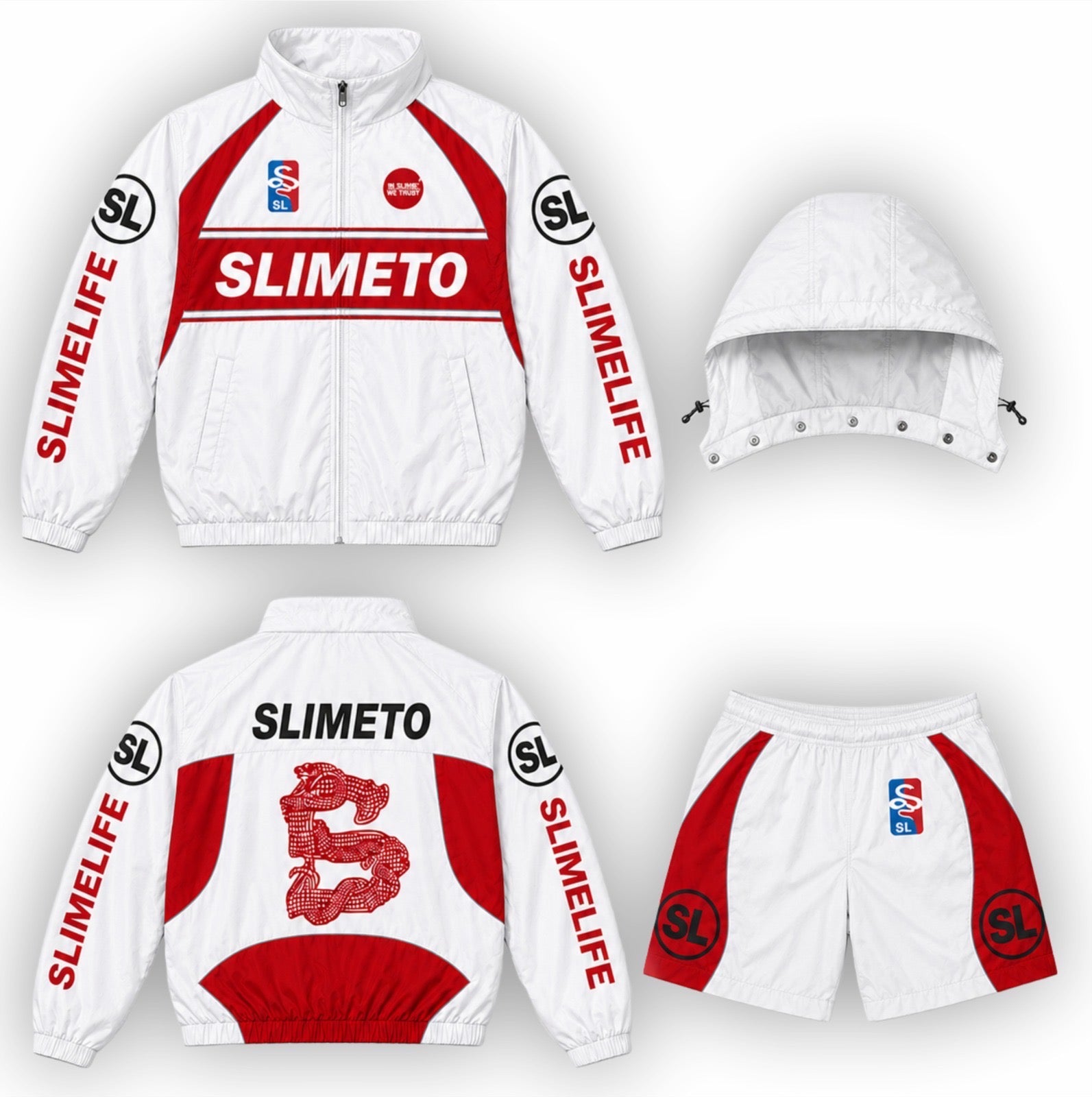 “WHITE AND RED” SLIMELIFE WINDEBREAKER SETS