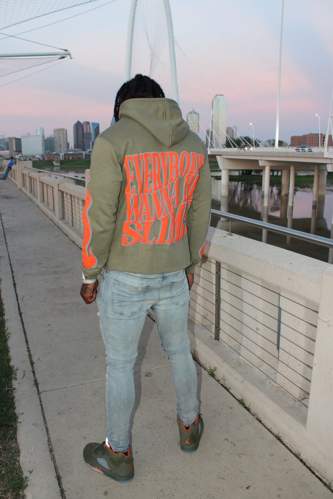 "Echo Of The Streets" Hoodie - Olive & Orange