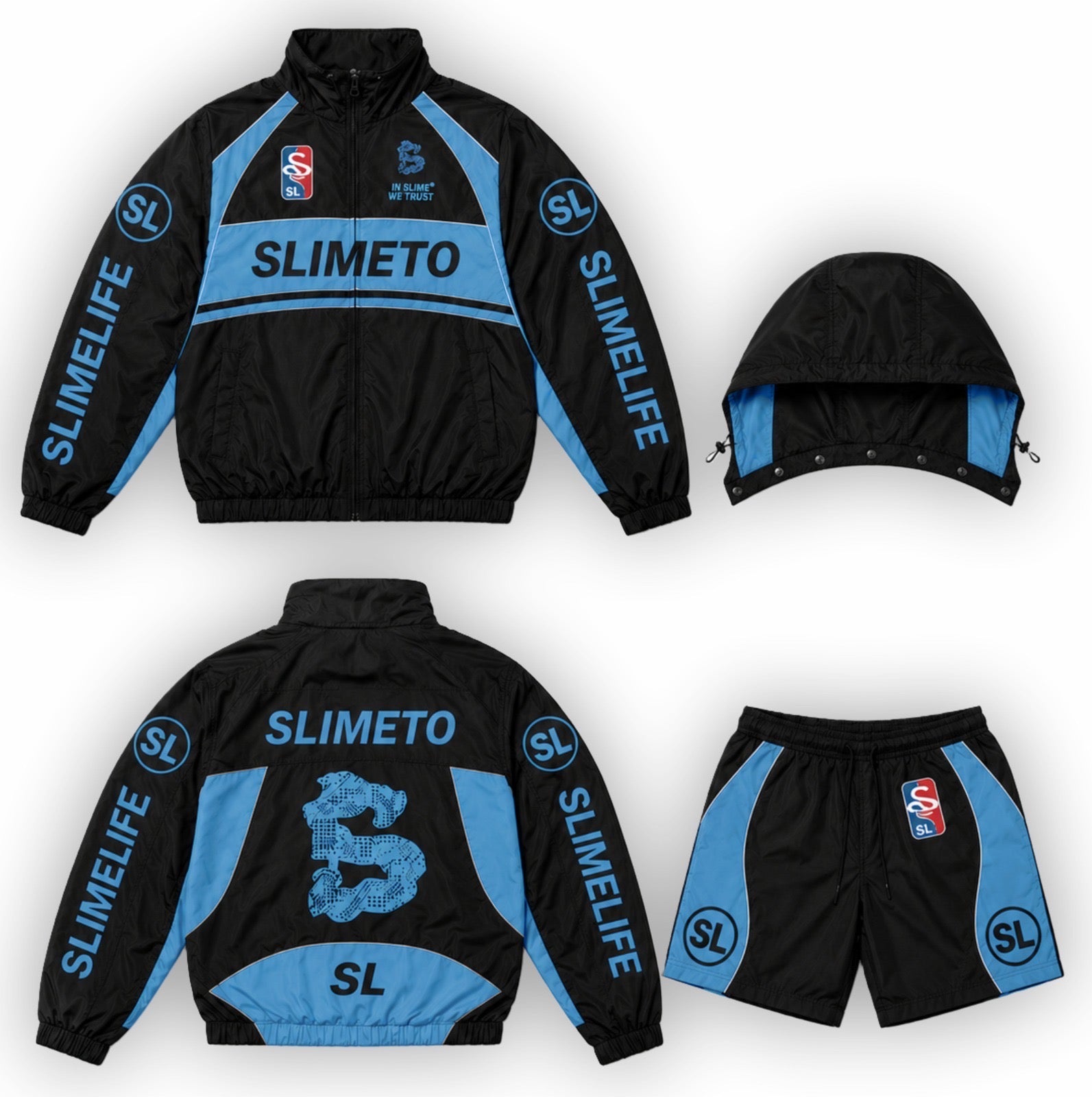 “BLACK AND LEGEND BLUE” SLIMELIFE WINDBREAKER SET